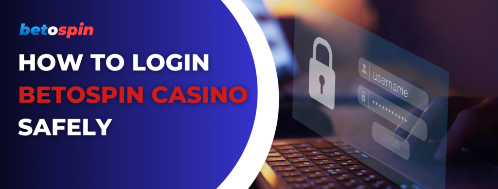 Registration process at Betospin Casino with laptop and digital login screen with lock symbol.
